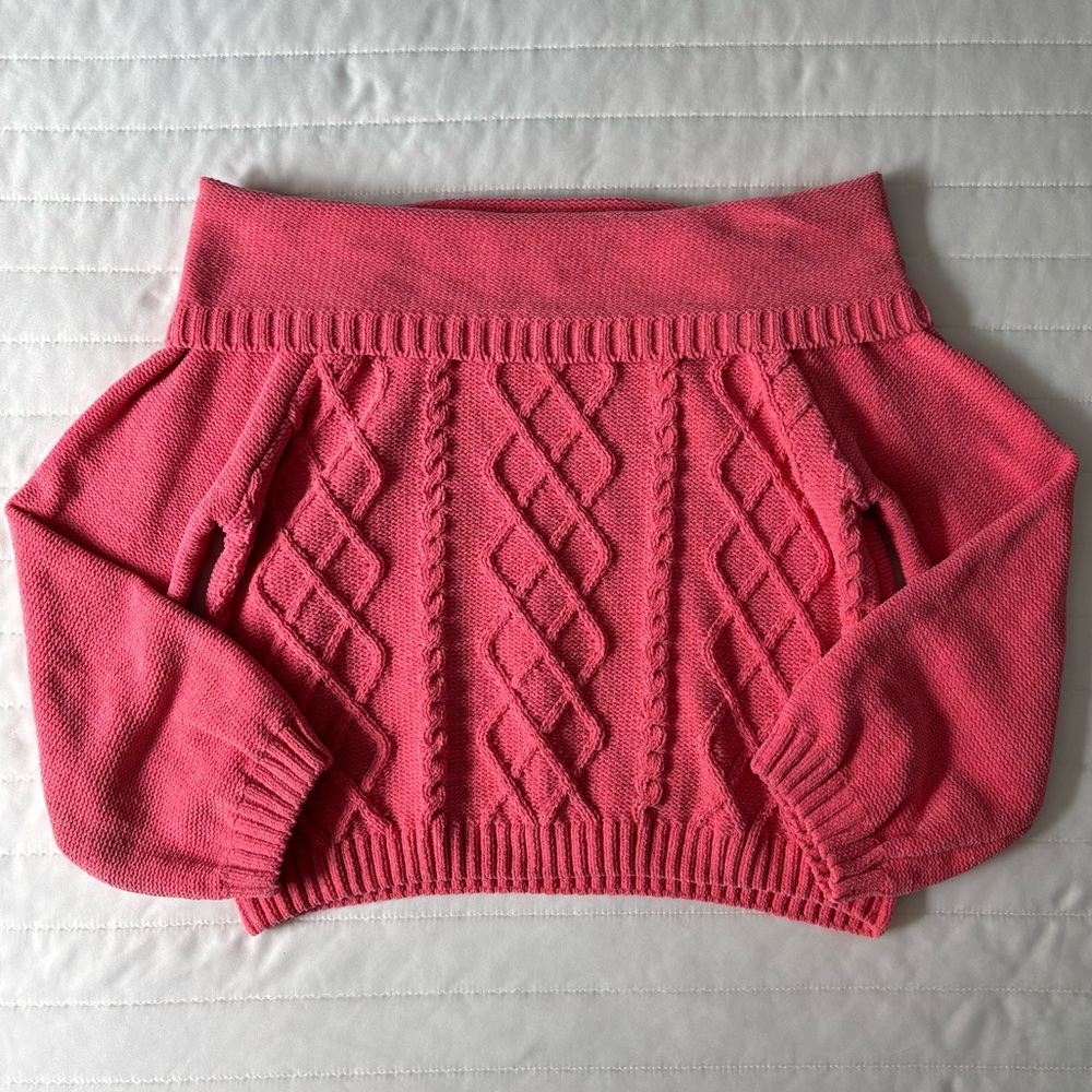 My Michelle Off-the-Shoulder Pink Sweater